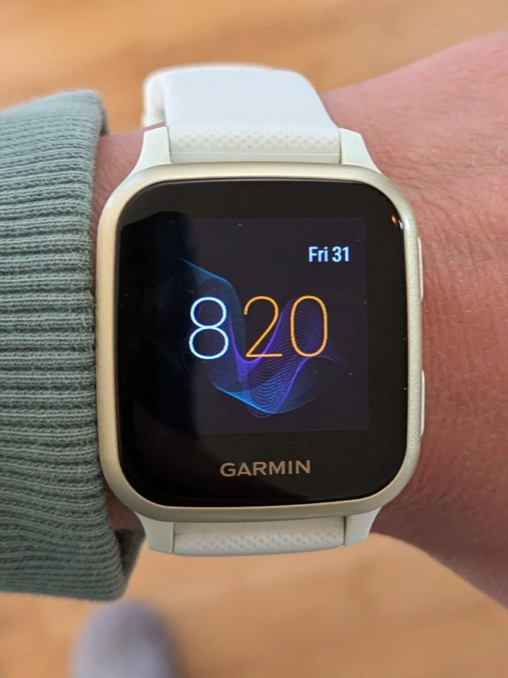 Garmin Venu Square watch. white with white Silicone Band